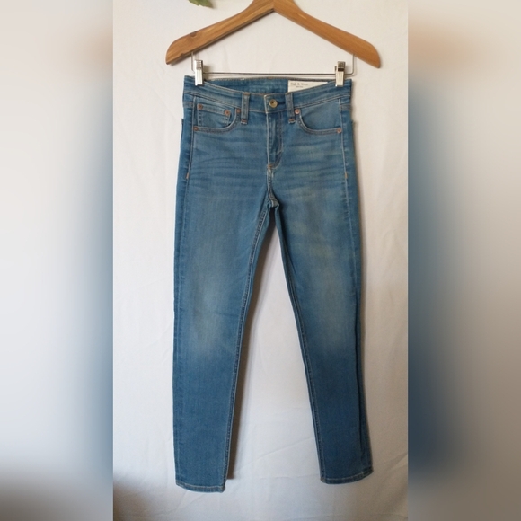 Rag & Bone High Waisted High Rise Skinny Blue Denim Jeans Size 25 - Picture 2 of 9